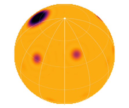 jittermap animation: sunspot groups of Carrington rotation 2156 on a rotating star